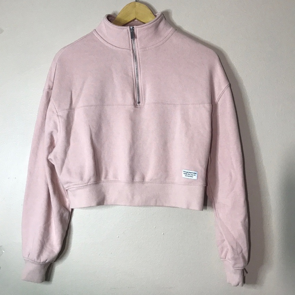 H&M Pink Cropped 1/4 Zip Sweater